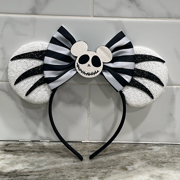 Disney Inspired Mickey as Jack Skellington Minnie Sequin Ears Headband NEW NBC - Picture 2 of 10